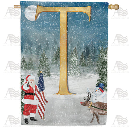 America Forever Merry Christmas USA Monogram House Flag