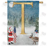 America Forever Merry Christmas USA Monogram House Flag