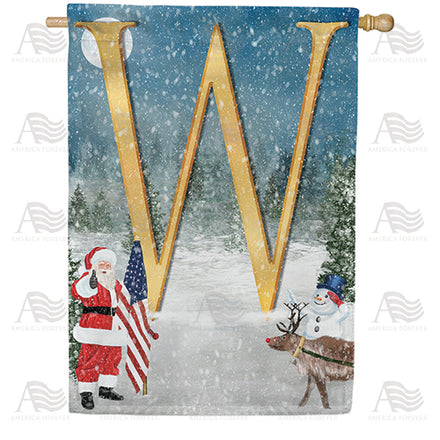 America Forever Merry Christmas USA Monogram House Flag