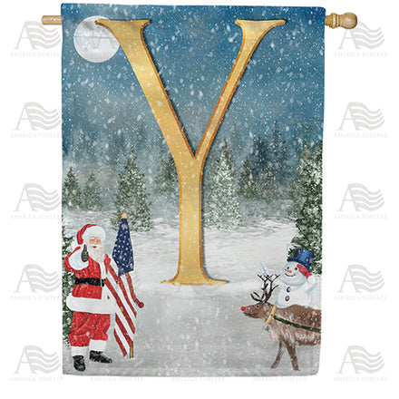 America Forever Merry Christmas USA Monogram House Flag