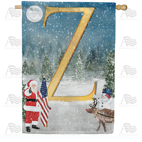 America Forever Merry Christmas USA Monogram House Flag