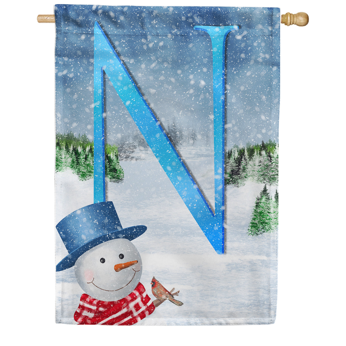 America Forever There's Snow Sun Today! Monogram House Flag