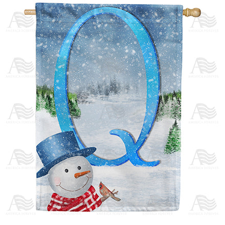 America Forever There's Snow Sun Today! Monogram House Flag