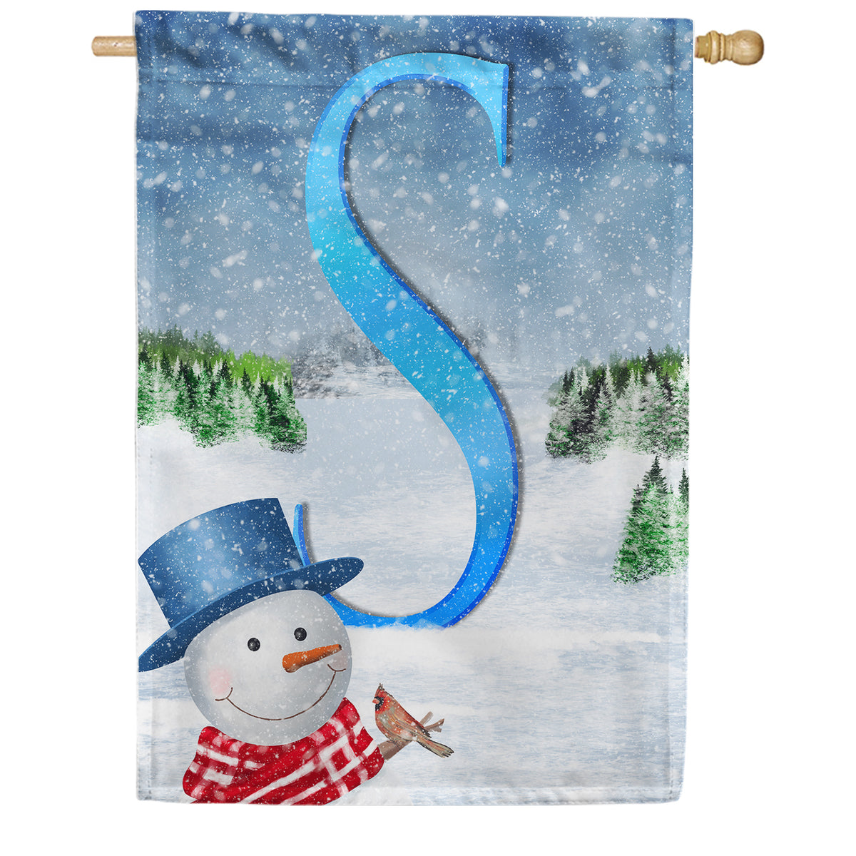 America Forever There's Snow Sun Today! Monogram House Flag
