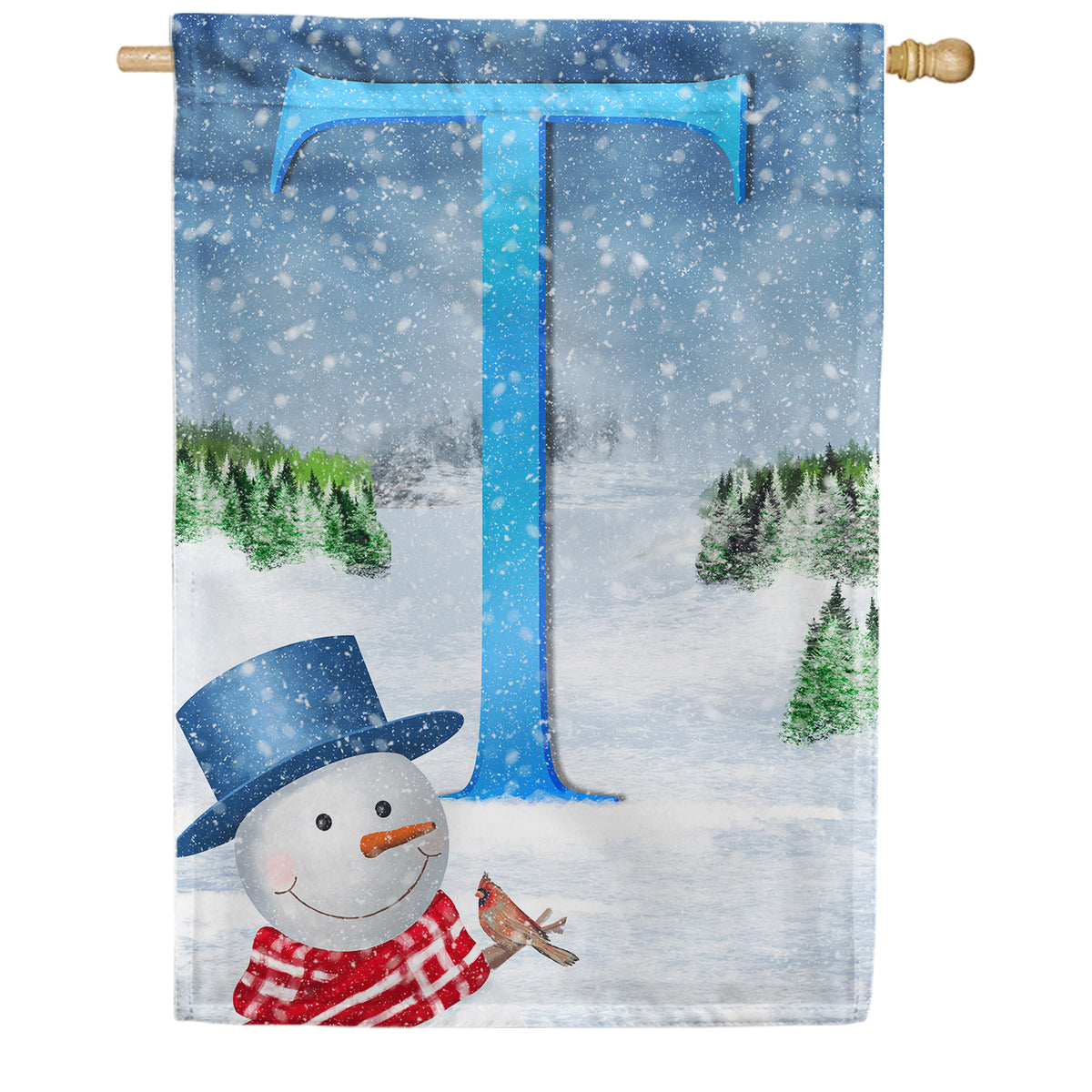 America Forever There's Snow Sun Today! Monogram House Flag
