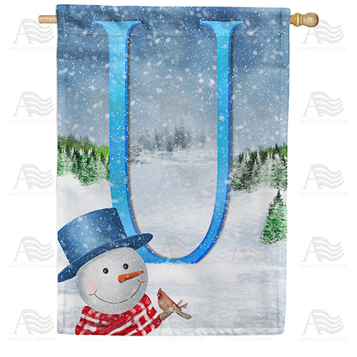 America Forever There's Snow Sun Today! Monogram House Flag