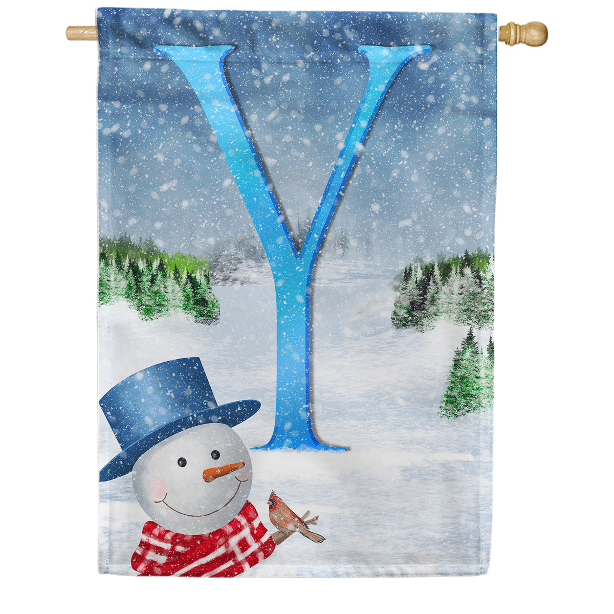 America Forever There's Snow Sun Today! Monogram House Flag