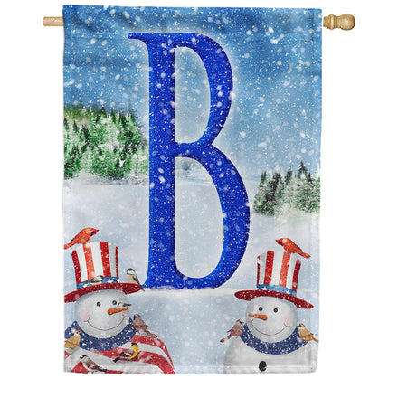 America Forever Uncle Snowman Monogram House Flag