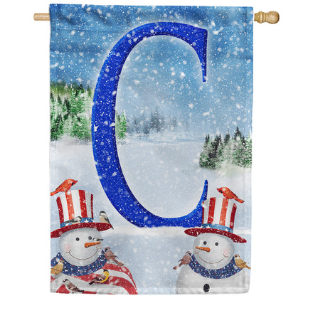 America Forever Uncle Snowman Monogram House Flag