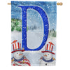 America Forever Uncle Snowman Monogram House Flag
