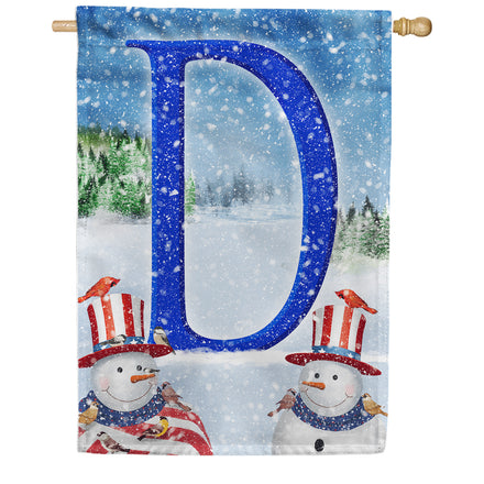 America Forever Uncle Snowman Monogram House Flag