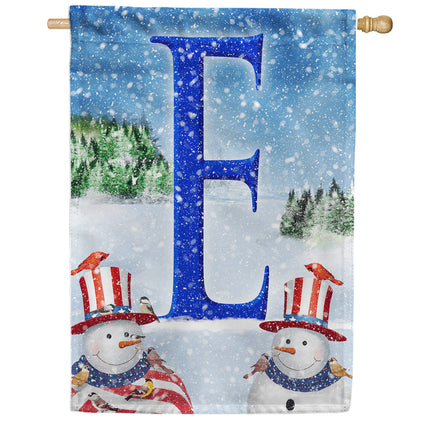America Forever Uncle Snowman Monogram House Flag