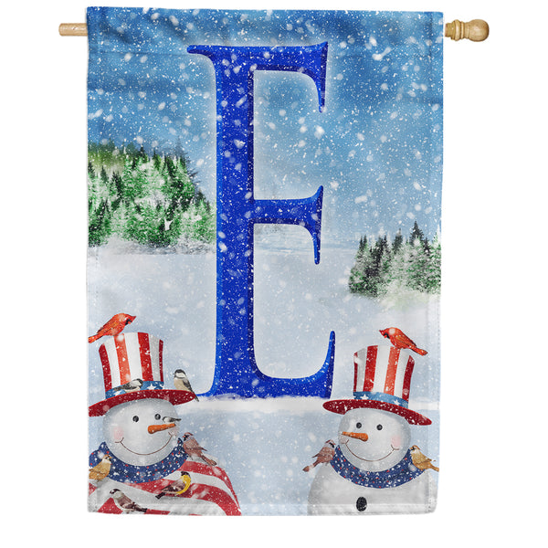 Uncle Snowman Monogram House Flag