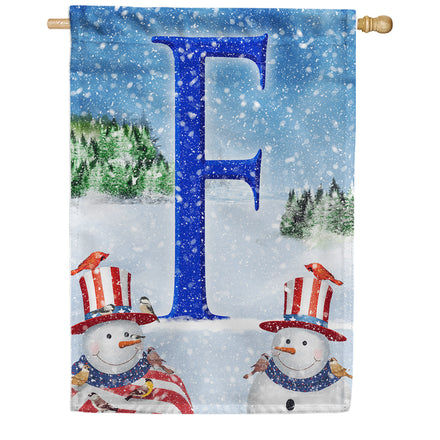 America Forever Uncle Snowman Monogram House Flag