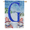 America Forever Uncle Snowman Monogram House Flag
