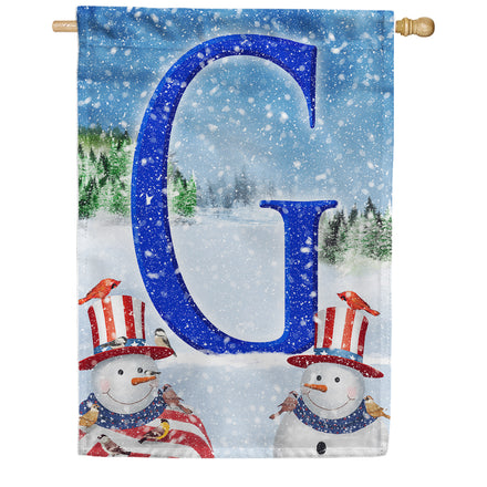 America Forever Uncle Snowman Monogram House Flag