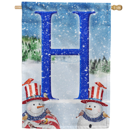 America Forever Uncle Snowman Monogram House Flag
