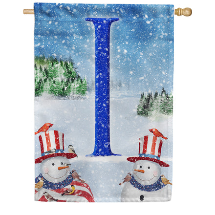 America Forever Uncle Snowman Monogram House Flag