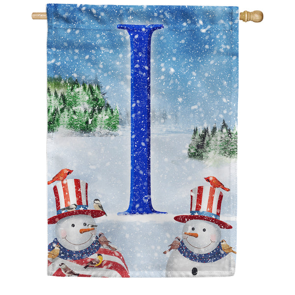 America Forever Uncle Snowman Monogram House Flag