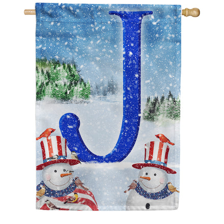 America Forever Uncle Snowman Monogram House Flag