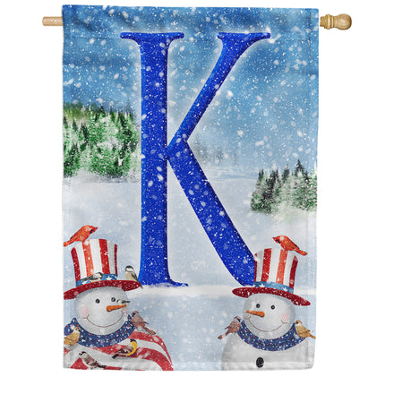 America Forever Uncle Snowman Monogram House Flag
