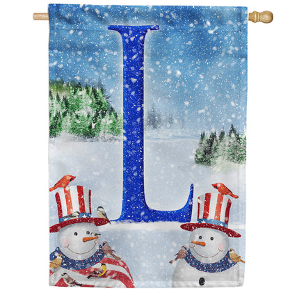 America Forever Uncle Snowman Monogram House Flag