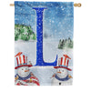 America Forever Uncle Snowman Monogram House Flag