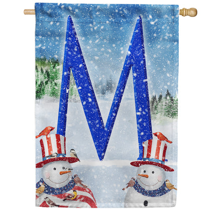 America Forever Uncle Snowman Monogram House Flag