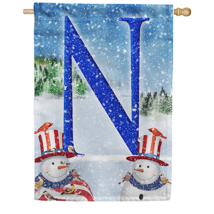America Forever Uncle Snowman Monogram House Flag