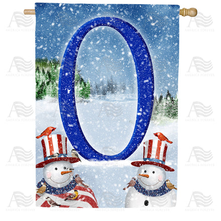 America Forever Uncle Snowman Monogram House Flag