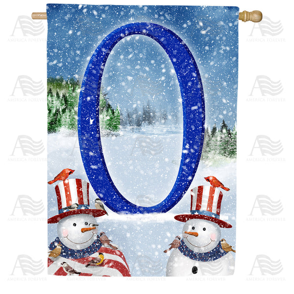 America Forever Uncle Snowman Monogram House Flag