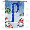 America Forever Uncle Snowman Monogram House Flag