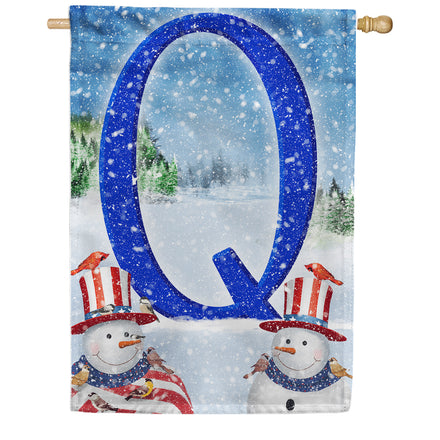 America Forever Uncle Snowman Monogram House Flag