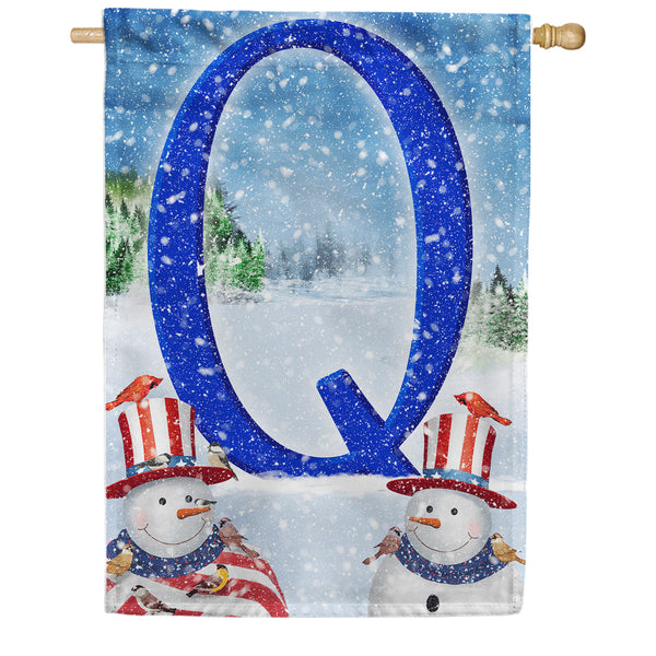 America Forever Uncle Snowman Monogram House Flag
