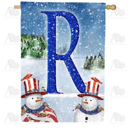 America Forever Uncle Snowman Monogram House Flag