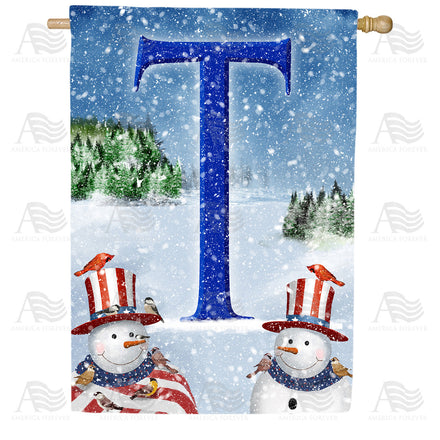 America Forever Uncle Snowman Monogram House Flag