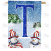 America Forever Uncle Snowman Monogram House Flag