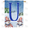 America Forever Uncle Snowman Monogram House Flag