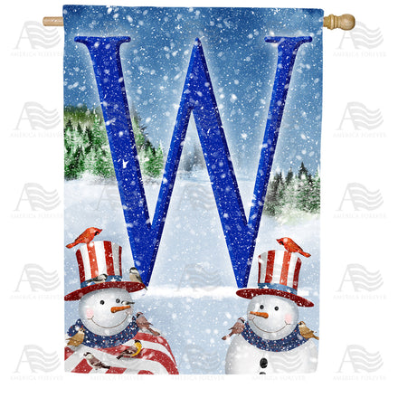 America Forever Uncle Snowman Monogram House Flag