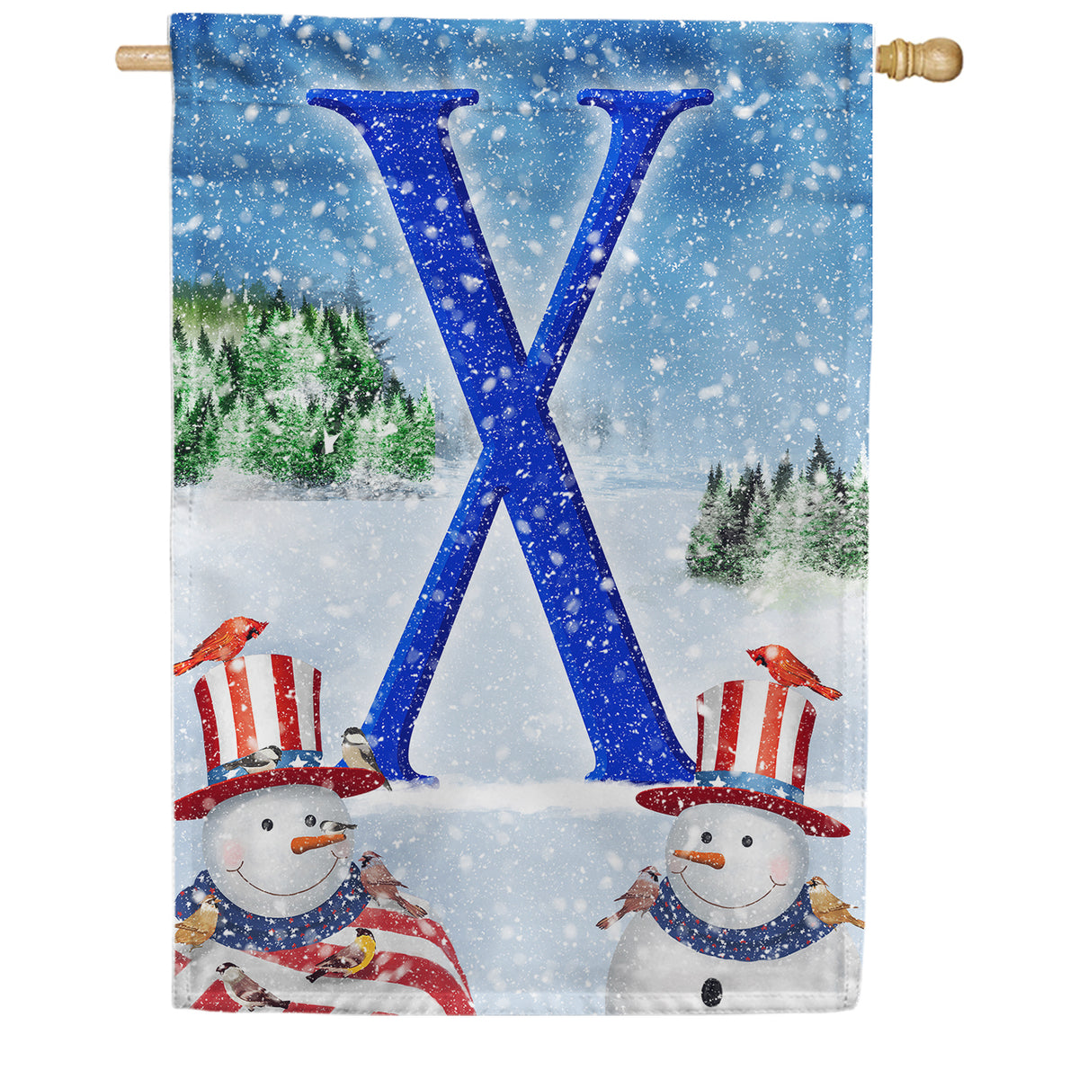 America Forever Uncle Snowman Monogram House Flag