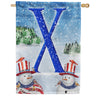 America Forever Uncle Snowman Monogram House Flag