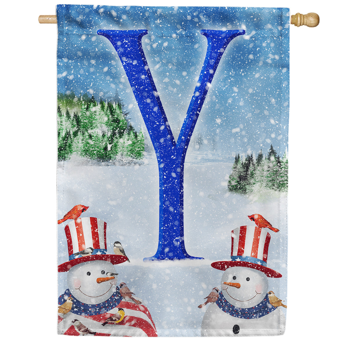 America Forever Uncle Snowman Monogram House Flag