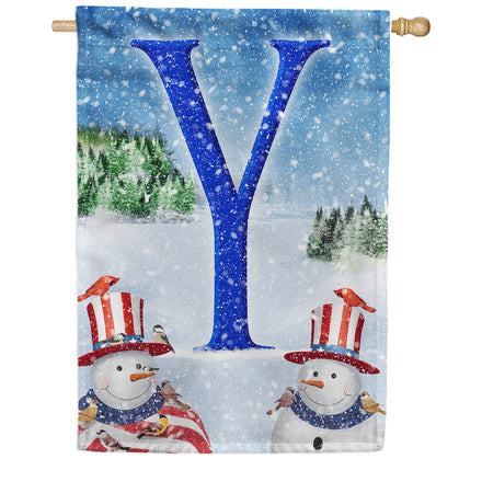 America Forever Uncle Snowman Monogram House Flag
