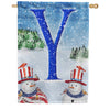 America Forever Uncle Snowman Monogram House Flag