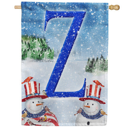 America Forever Uncle Snowman Monogram House Flag