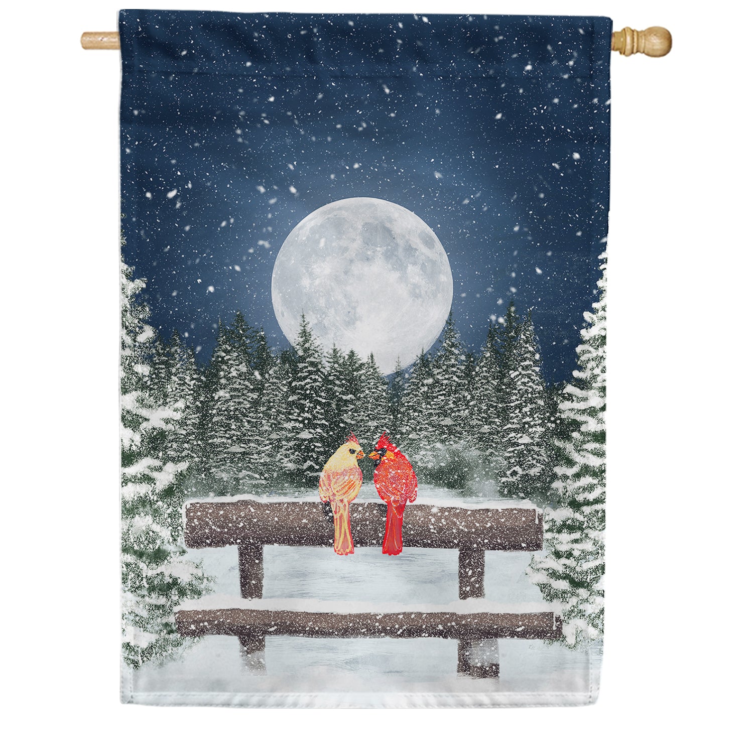 America Forever Winter Moon House Flag