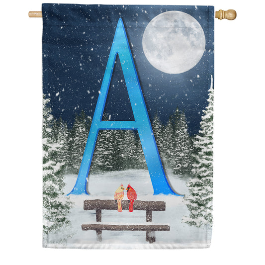 America Forever Winter Moon Monogram House Flag