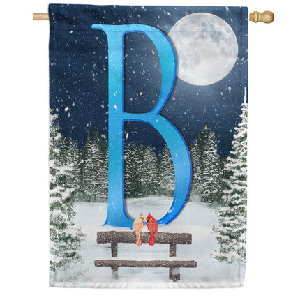 America Forever Winter Moon Monogram House Flag