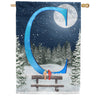 America Forever Winter Moon Monogram House Flag
