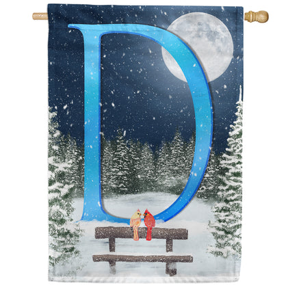 America Forever Winter Moon Monogram House Flag